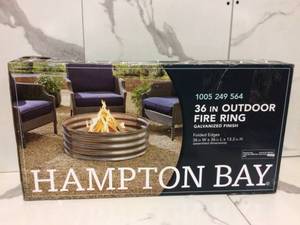 Hampton Bay Portman 36 in. x 13 in. Round Galvanized Steel Wood Burning Fire Ring