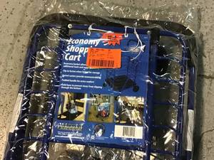 Milwaukee Steel Shopping Cart in Blue with Accessory Basket