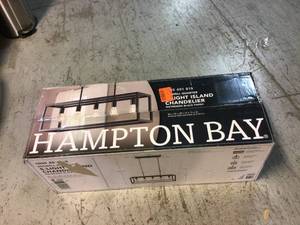Hampton Bay Boswell Quarter 5-Light Distressed Black Industrial Linear Island Hanging Chandelier for Kitchen