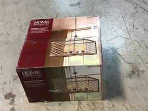 Home Decorators Collection Wallace Manor Collection 4-Light Gilded Pewter Pendant with Interweaving Open Cage Frame