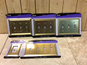 AMERELLE Metallic 4 Gang Toggle Steel Wall Plate - Satin Brass (5 units)