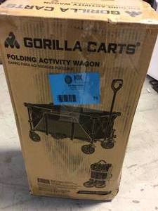 GORILLA CARTS 7 Cu. Ft. Collapsible Folding Outdoor Utility Wagon with Oversized Bed, Black