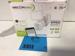 SECUR360 Wi-Fi Connected White Wired Single Head Voice Activated Motion Activated Outdoor LED Security Flood Light 1200 Lumens
