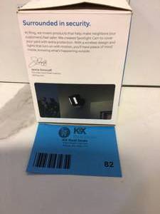 Ring Spotlight Cam Battery Wireless Outdoor Bullet Surveillance Camera, White Customer return see pictures