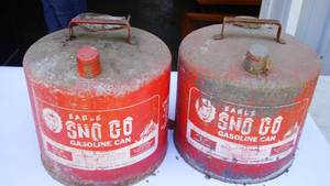 lot 25 image: Two Large vintage Eagle Sno Go metal gas cans