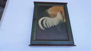 lot 36 image: wall mount roosterchicken cupboard display case