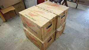 lot 75 image: 4 vintage cardboard cases Miller High Life bottles empty