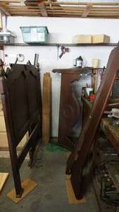 lot 83 image: Antique ornate wood Sleigh-style bed