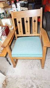 lot 90 image: Vintage mission style rocking chair