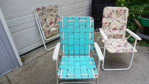 lot 105 image: Lot of three outdoor lawn chairs