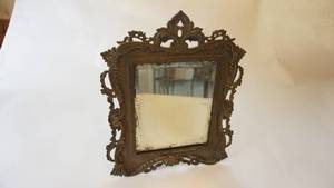 lot 119 image: Another beautiful morning brass dresser though glass mirror 12 x 15 tall