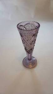 lot 145 image: Collect glass vase Hobstar and Cane pattern amethyst 11 inchmint