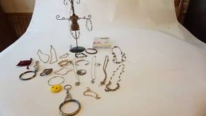 lot 162 image: Assorted jewelry on tree etc.
