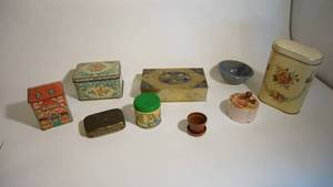 lot 181 image: Vintage miniature tin containers etc.