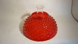 lot 184 image: 13 12 inch ruby red hobnail glass lampshade with 5 inch diameter top lip, clear glass hurricane lamp shade