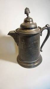 lot 187 image: Large etched ornate Silver pitcher Waldorf silver plate company. Quadruple plate 1522