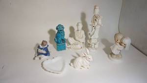 lot 191 image: Chinese Blanc de Chine Porcelain Quan Yin 10 inch As Is, Goddess 6 inch, B & G Copenhagen porcelain 3 14 inch sitting girl etc.
