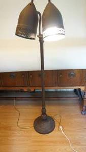 lot 218 image: 60 inch double headed arch adjustable floor lamp very heavy ornate canisters