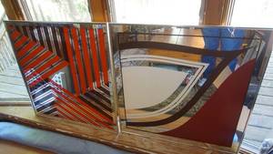 lot 227 image: Two large geometric art mirrors