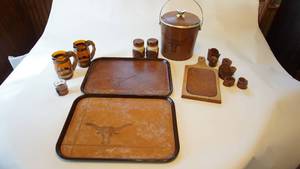 lot 238 image: Western style leather serving set