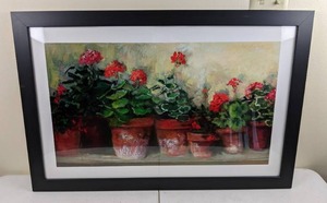 lot 85 image: Framed Art Kathleens Geraniums Crop by Carol Rowan