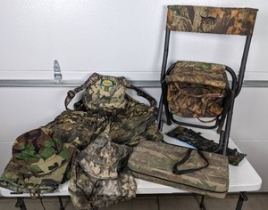 lot 106 image: Hunting Gear NWTF Chair, Hat, Cabelas Outdoor Gear Vest, & More