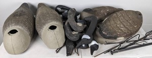 lot 109 image: Set of (9) Hunting Goose Decoys