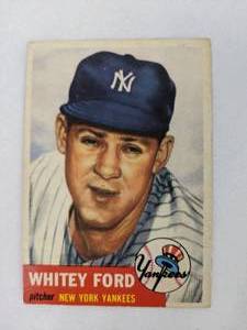 lot 6 image: 1953 MLB Topps Baseball Card 207 Whitey Ford New York Yankees