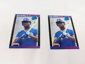 lot 26 image: Pair of 1989 Donruss MLB Rookie 33 Ken Griffey Jr. Baseball Cards Seattle Mariners