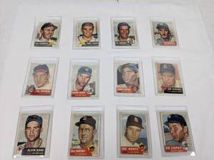 lot 12 image: MLB 1953 Topps Baseball Card Lot of 12 Cards Lopat, Wertz, Slaughter, Wynn, Lowery, Etc.