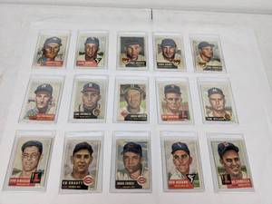 lot 10 image: MLB 1953 Topps Baseball Card Lot of 15 Cards Sawatski, Sauer, Minner, Monoso, Brown, Porterfield, Etc.