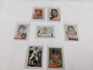 lot 22 image: MLB 1950s Baseball Card Lot of 7 Cards Kinder, Seminick, Face, Trout, Etc.