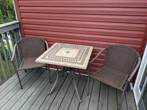 lot 121 image: Lovely Stone Top Cafe Set for Your Deck or Porch