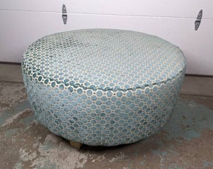lot 135 image: Oversized Round Upholstered Ottoman