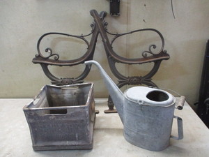 Vintage Bench Legs Water Can Dairy Crate