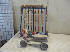 Vintage Croquet Set and Radio Flyer Scooter