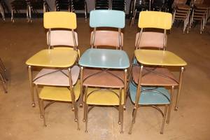 9 Vintage Colored Student Chairs