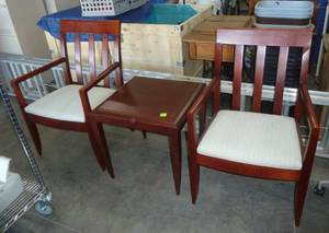 Two nice wood chairs with 22 square table