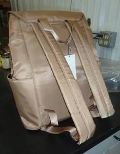 Two New snap close shiny tan backpack