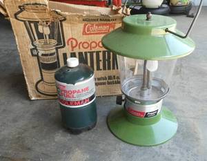 Coleman Propane lantern with a bottle of fuel