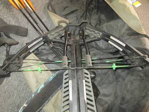 lot 1 image: cross bow with carrying bag and arr...