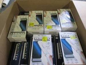 lot 65 image: box of phone and accessories sanitiz...