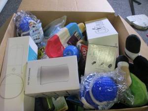 lot 75 image: box of dog chew toys and more ...