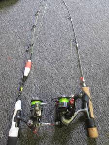 lot 405 image: 2 ice fishing rods white handle one...