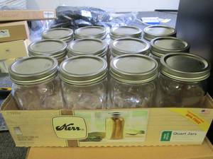 lot 451 image: 12 kerr 32oz mason jars wide mouth ...