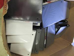 lot 453 image: box of white and black mini binders...