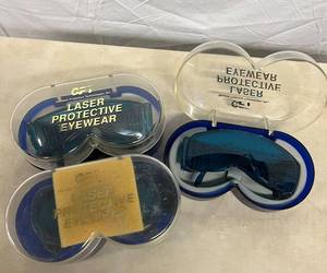 Lot Of 3 Very Expensive GPT Glendale Protective Technologies Laser Blue Googles In Cases - Great Condition
