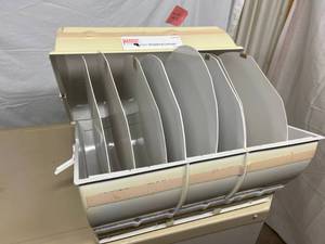 MSRP $700&nbspSammons Preston Rolyan Strapping Carousel -&nbspused to organize and conveniently dispense webbing and hook and loop materials used in strapping, with or without center cores - Good Condition - One End Latch Does Not Lock
