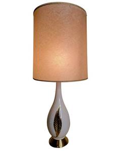 Rare Mid-Century-Modern 32 Ceramic Gold Leaf Table Lamp-Works Great