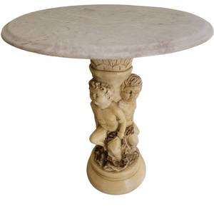 Elegant Vintage 16 Cherub Table with Marble Top Valued $150